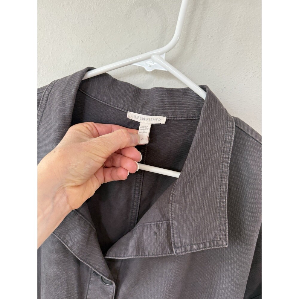Eileen Fisher Oversized Organic Cotton Hemp Utility Jacket Charcoal Gray Large L - Picture 3 of 7